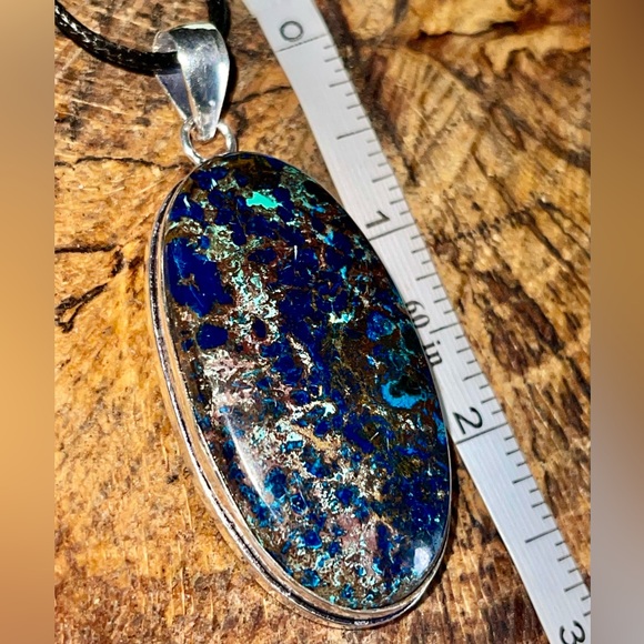 Stunning Dark Chessylite Blue Spar Azurite Pendant 2 1/2” - Picture 9 of 14